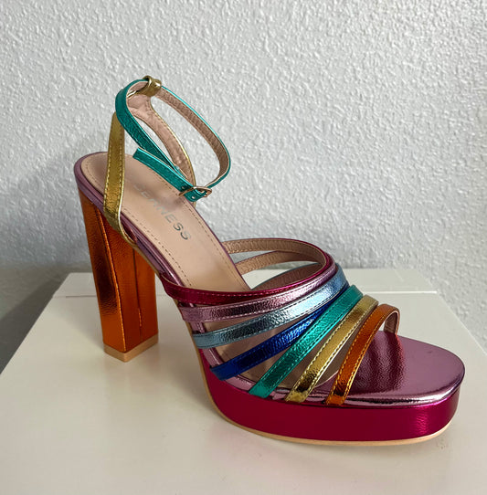 Multi-color Strappy Heel