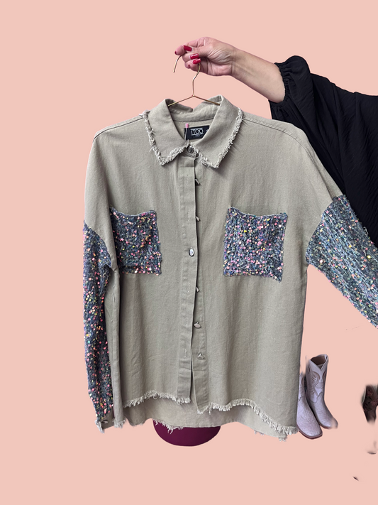 Glitter Tan Long Sleeve Jacket